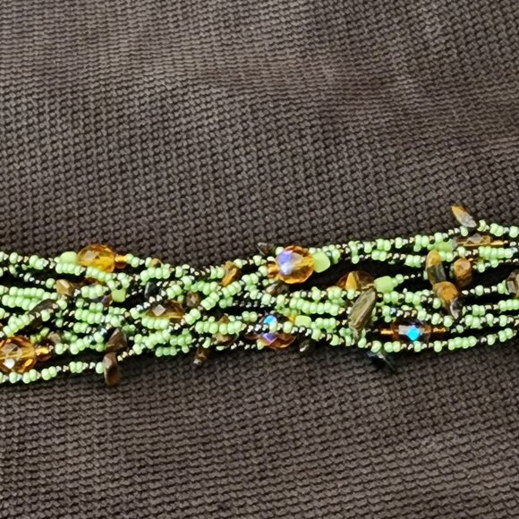 Claire's Green/Brown Multi-Strand Beaded Bohemian Style Bracelet - Picture 8 of 12